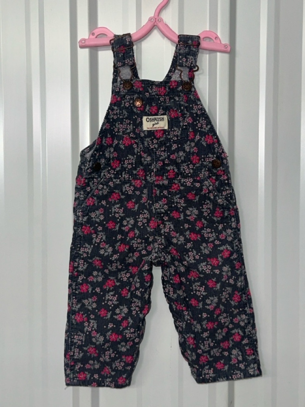 OshKosh B’gosh Floral Corduroy Vestbak Overalls Infant Girl Cottagecore Vintage